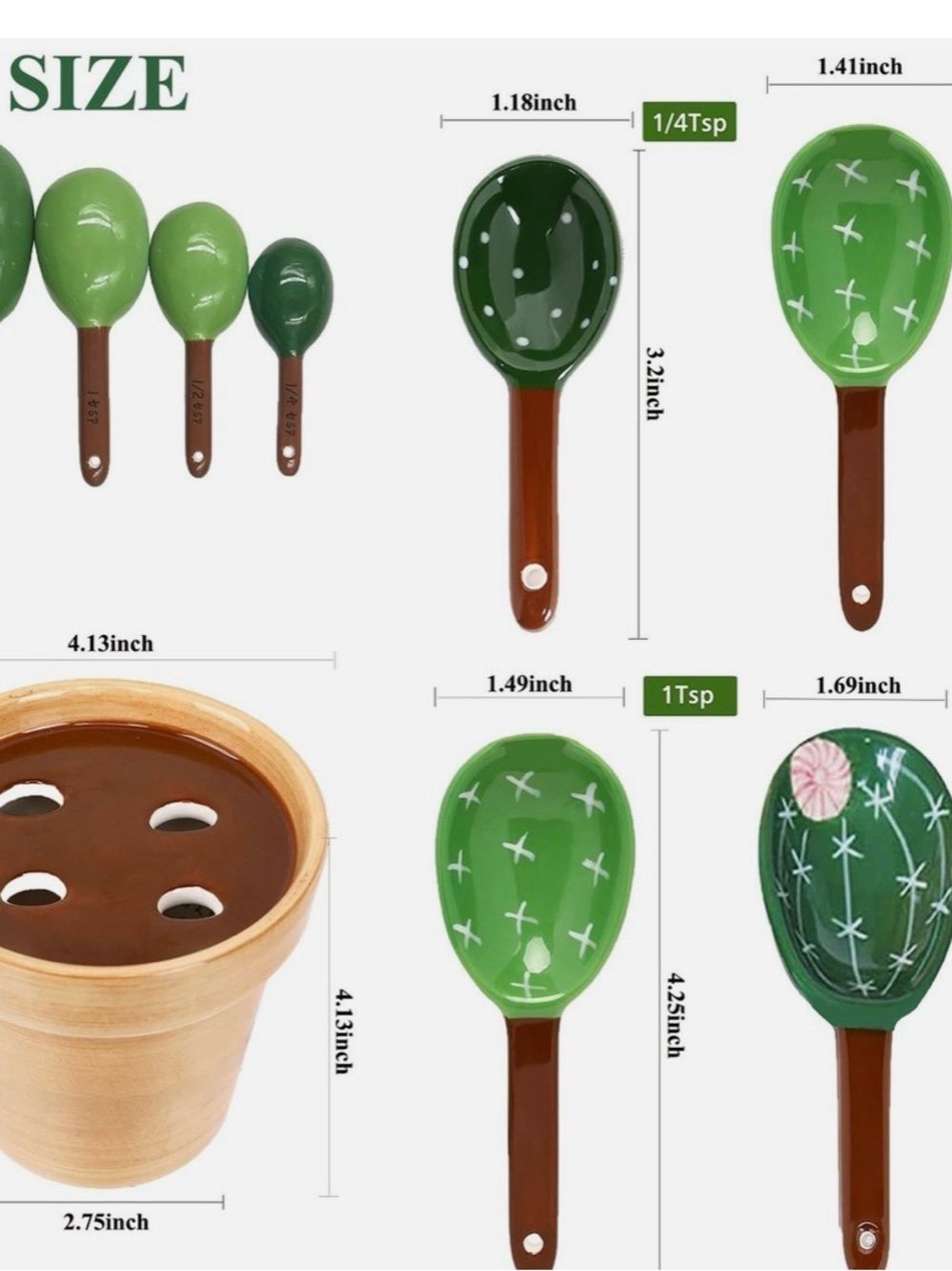 Cactus Flower Pot Measuring Spoon Set - Picture 4 of 13